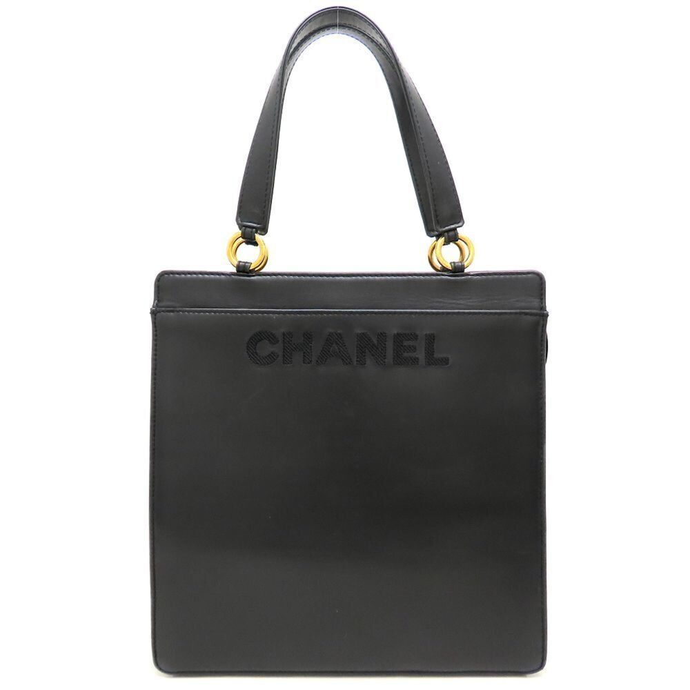 CHANEL Black Lambskin Leather Tote Bag
